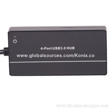 Portable and plugable 4-port USB 3.0 hub with DCP powered adapterNew